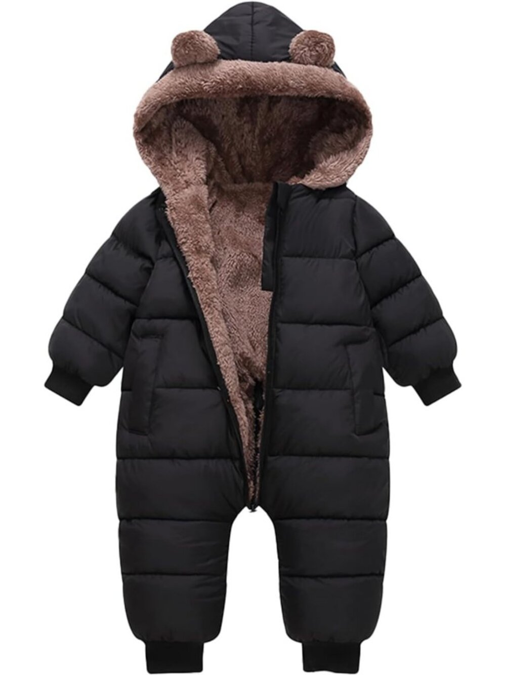 Cozy Infant Snowsuit Hooded Jumpsuit for Boys & Girls - Warm Winter Bear Outfit